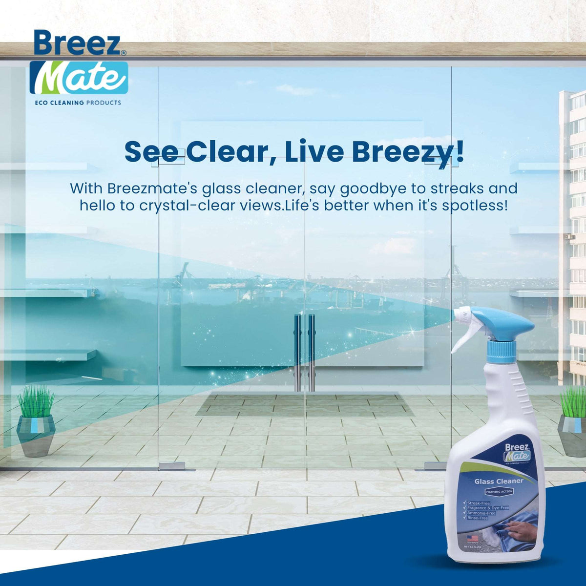Foaming Glass Cleaner for Home and Autos BreezMate